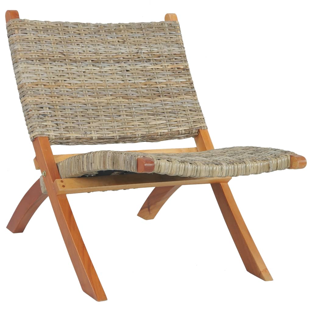 Relaxstoel Natuurlijk Kubu Rattan En Massief Mahoniehout