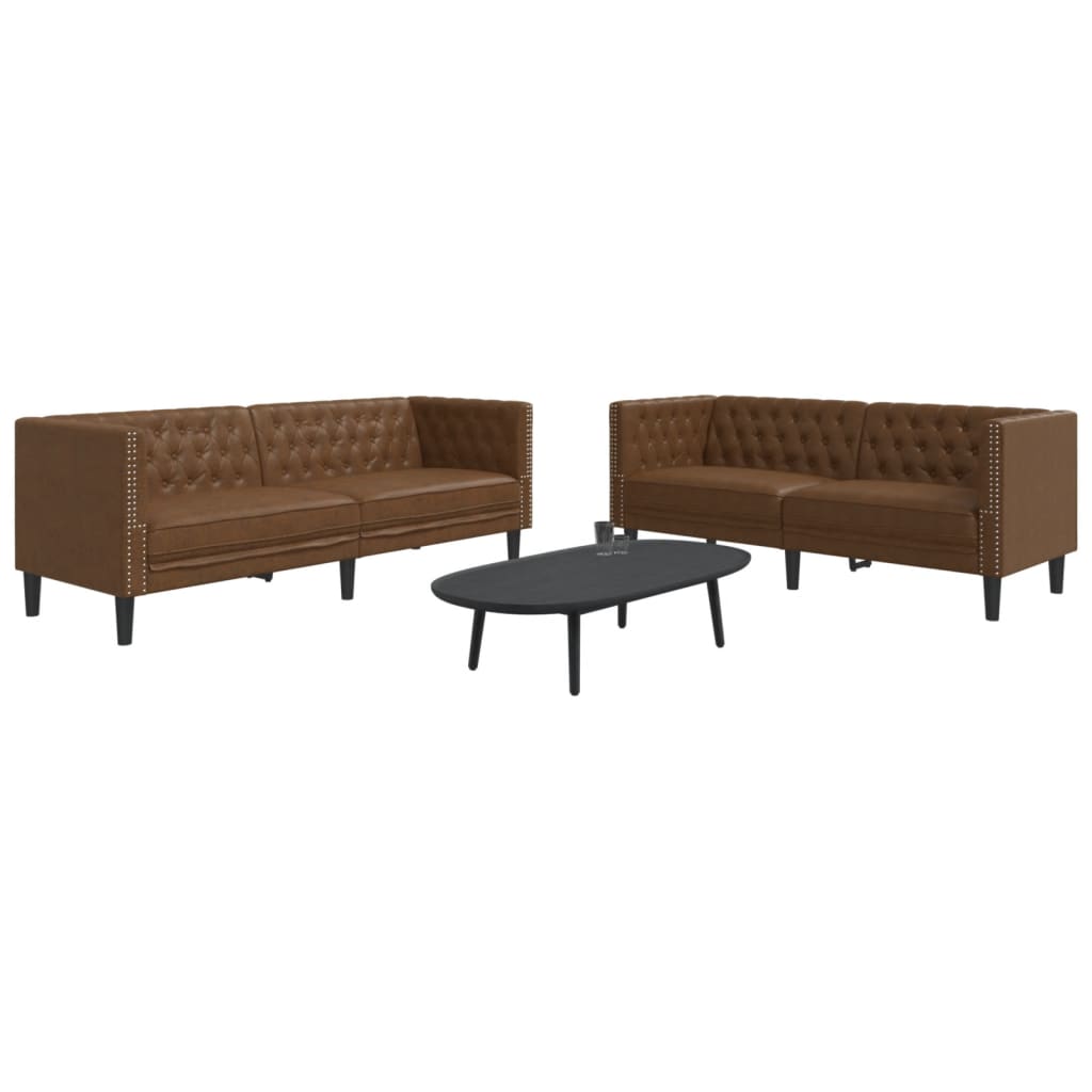 2-Delige Loungeset Chesterfield-Stijl Kunstleer
