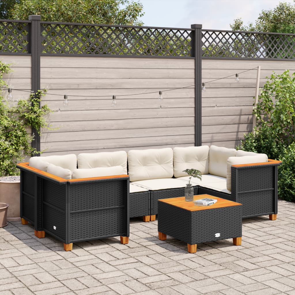 7-Delige Loungeset Met Kussens Poly Rattan
