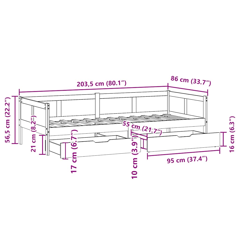 Slaapbank Met Lades Massief Grenenhout