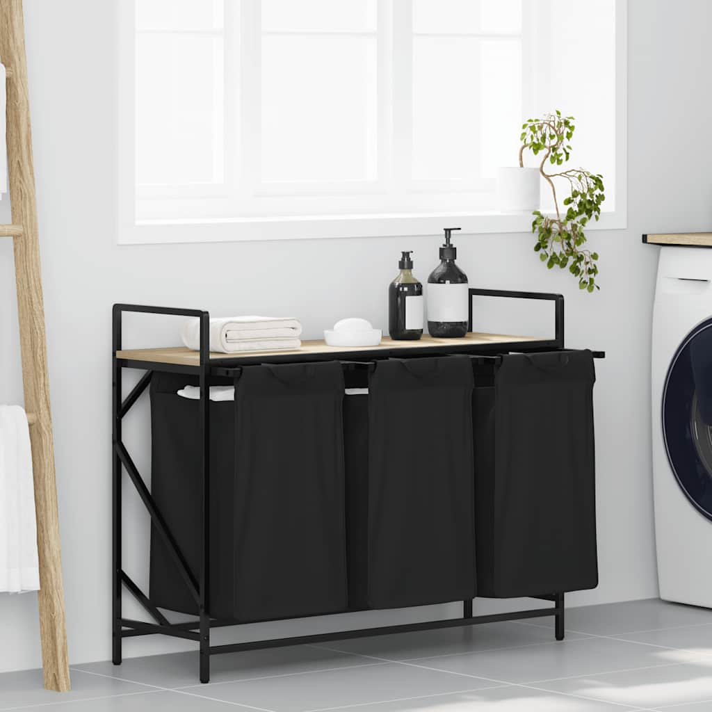 Wasmand 3 Vakken Met Plank Eiken