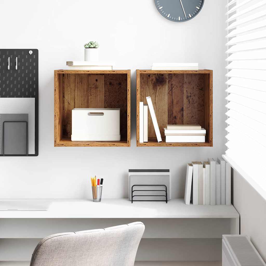 Wandkast Met Plank 37 X 37 X 37 Cm Bewerkt Hout