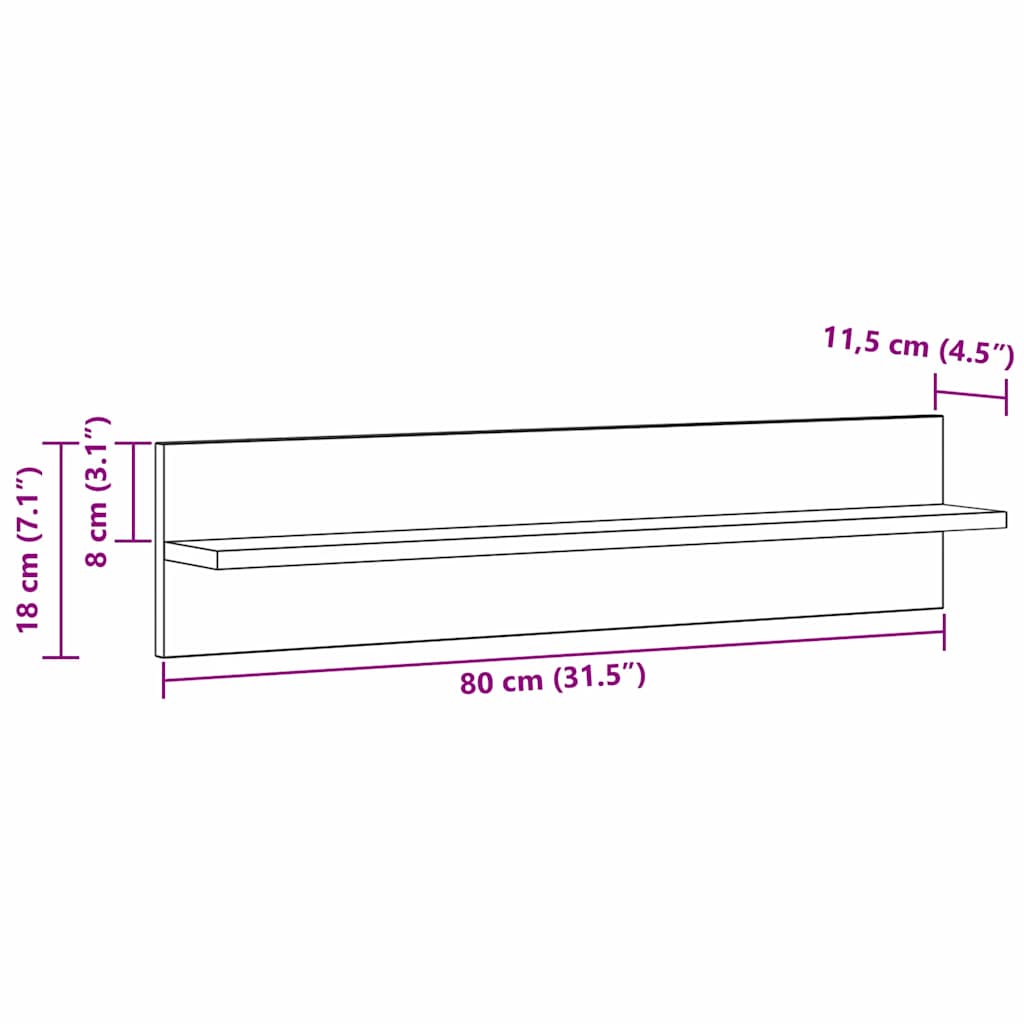 Wandplanken 2 Pcs 80 X 11,5 X 18 Cm Bewerkt Hout