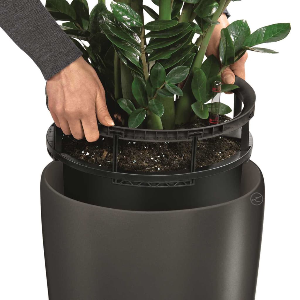 Lechuza Plantenbak Rondo 40 All-In-One Houtskool Metallic 15743