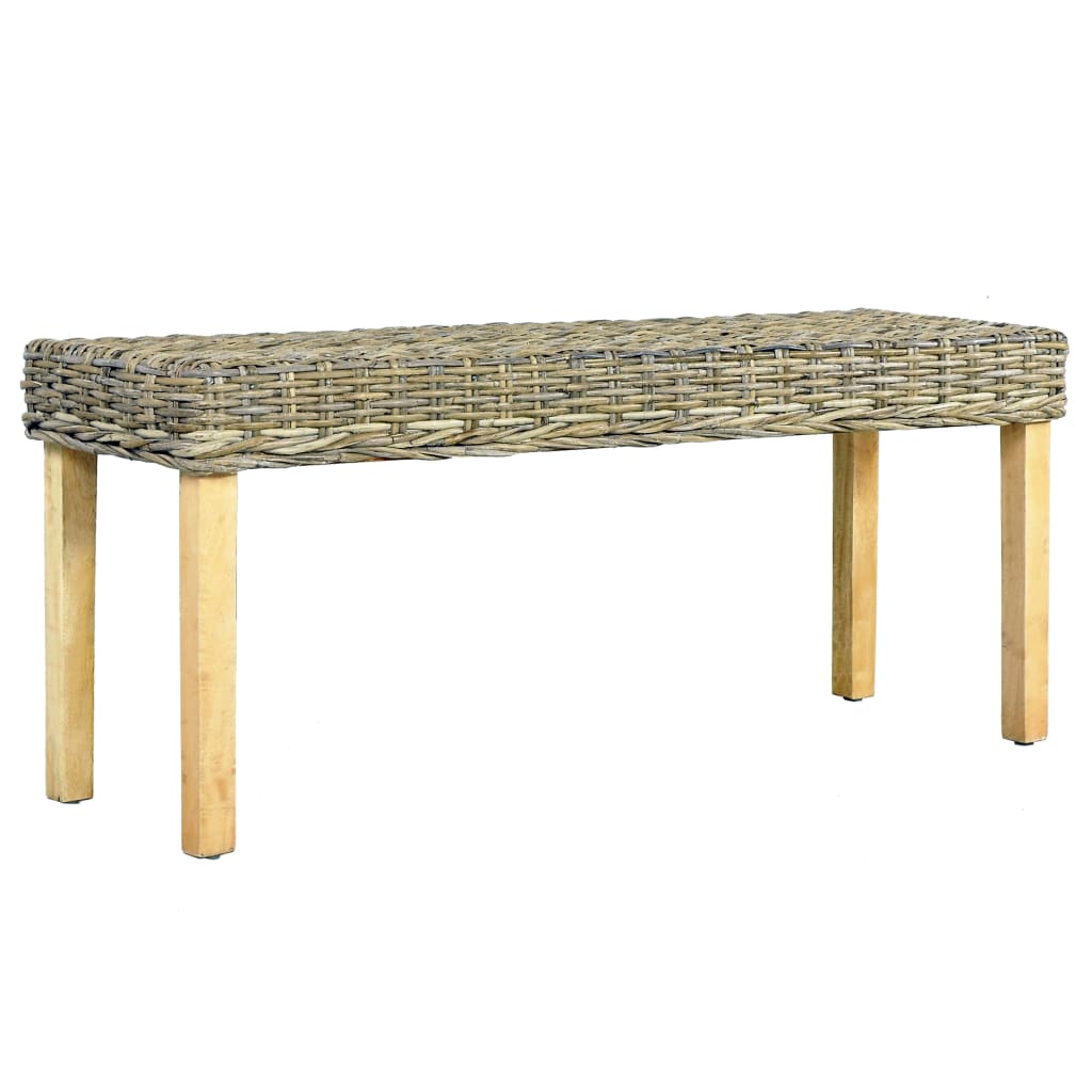 Bankje 110 Cm Natuurlijk Kubu Rattan En Massief Mahoniehout