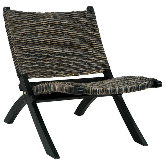 Relaxstoel Natuurlijk Kubu Rattan En Massief Mahoniehout