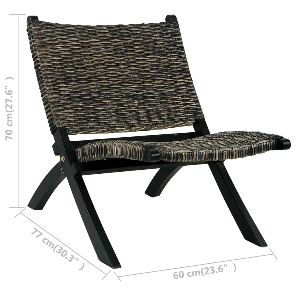 Relaxstoel Natuurlijk Kubu Rattan En Massief Mahoniehout