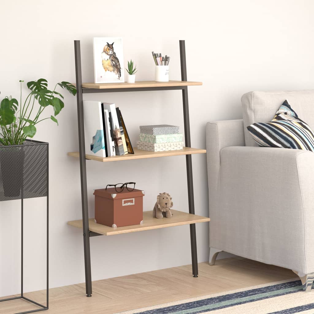 Ladderrek Met 4 Schappen 64X34X150,5 Cm En Zwart