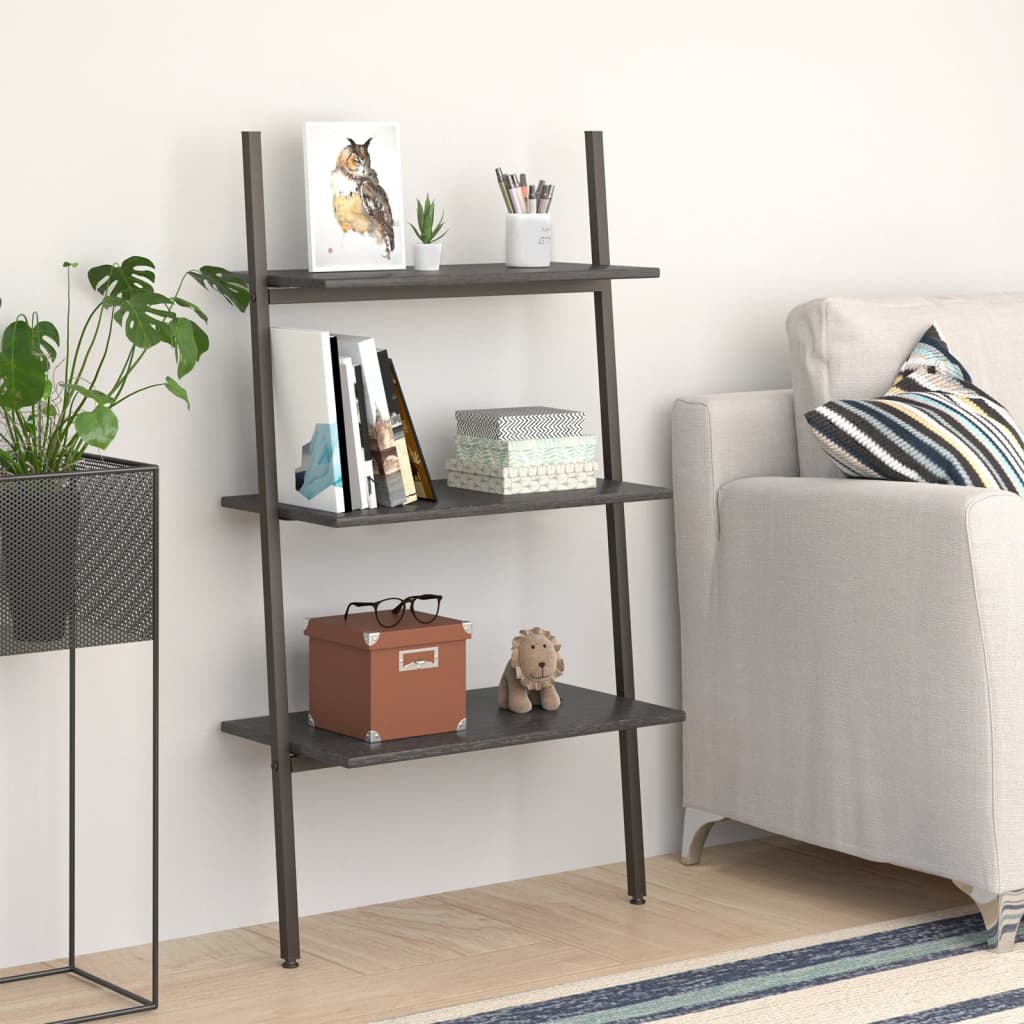 Ladderrek Met 4 Schappen 64X34X150,5 Cm En Zwart