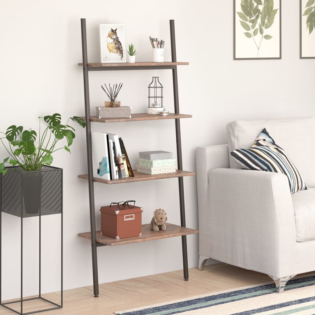 Ladderrek Met 4 Schappen 64X34X150,5 Cm En Zwart
