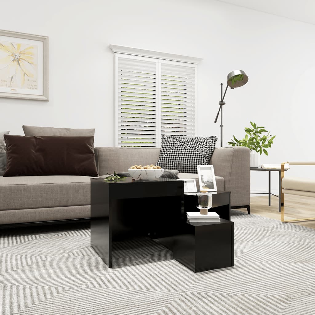 3-Delige Tafeltjesset Bewerkt Hout Eikenkleurig