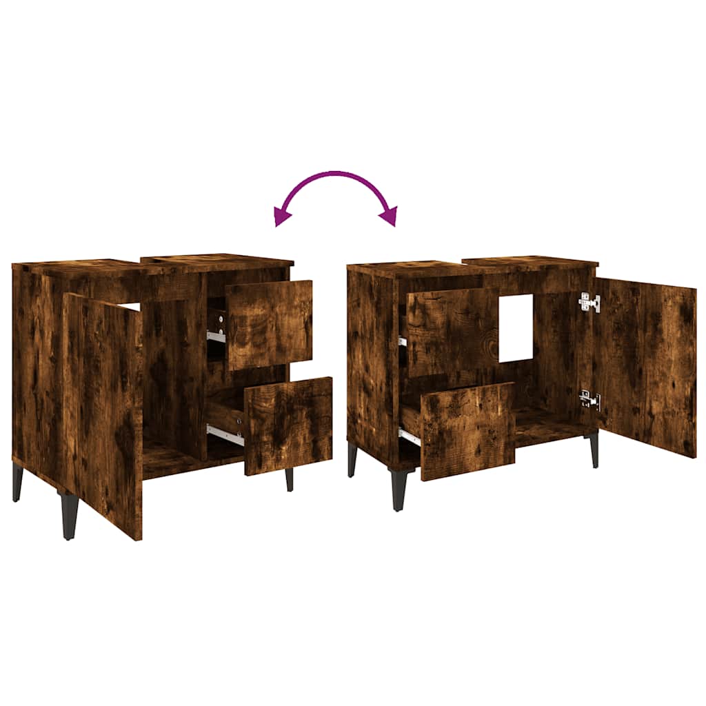 Badkamerkast 65X33X60 Cm Bewerkt Hout Kleurig