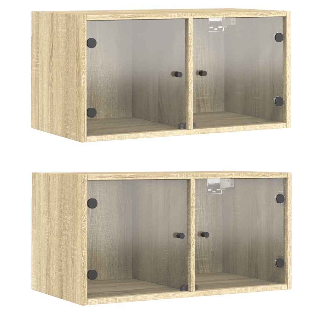 Wandkasten Met Glazen Deuren 68,5X37X35 Cm