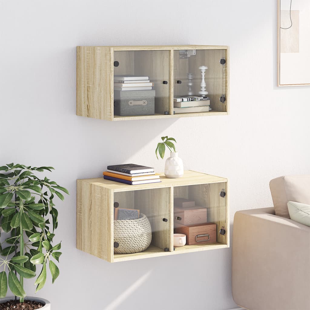 Wandkasten Met Glazen Deuren 68,5X37X35 Cm