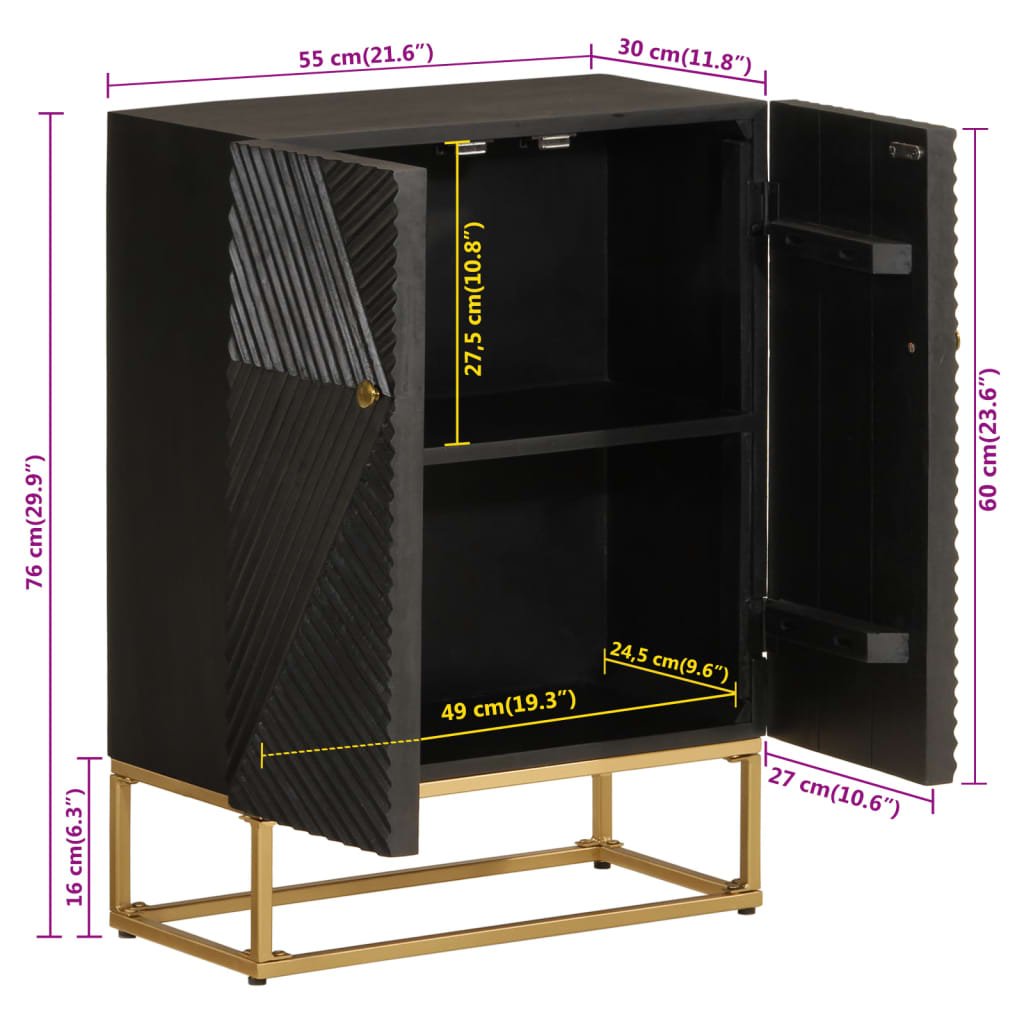 Dressoir Massief Mangohout En Ijzer Zwart