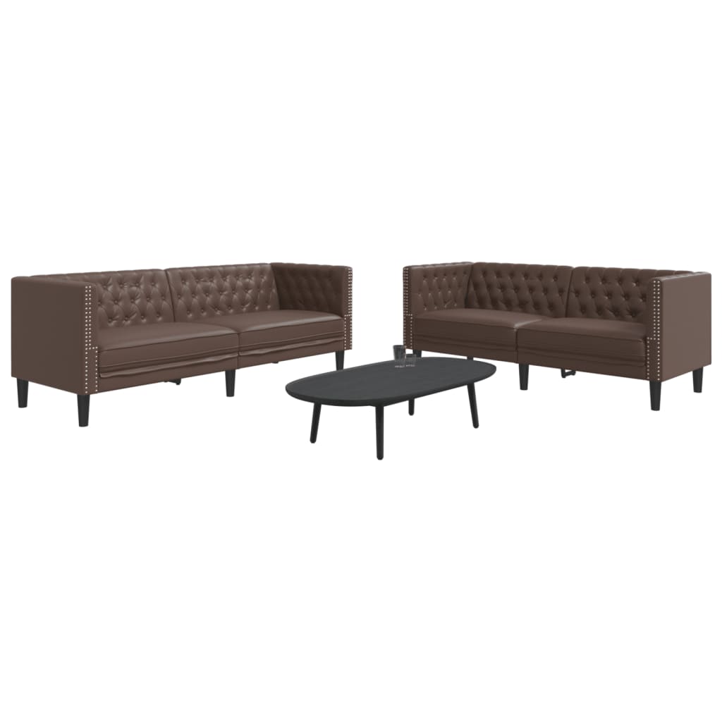 2-Delige Loungeset Chesterfield-Stijl Kunstleer