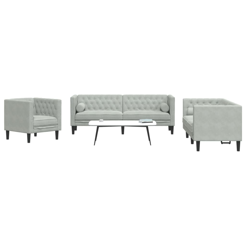 3-Delige Loungeset Chesterfield Met Bolsters Fluweel Kleur