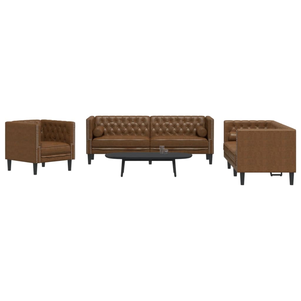 3-Delige Loungeset Chesterfield Met Bolsters Fluweel Kleur