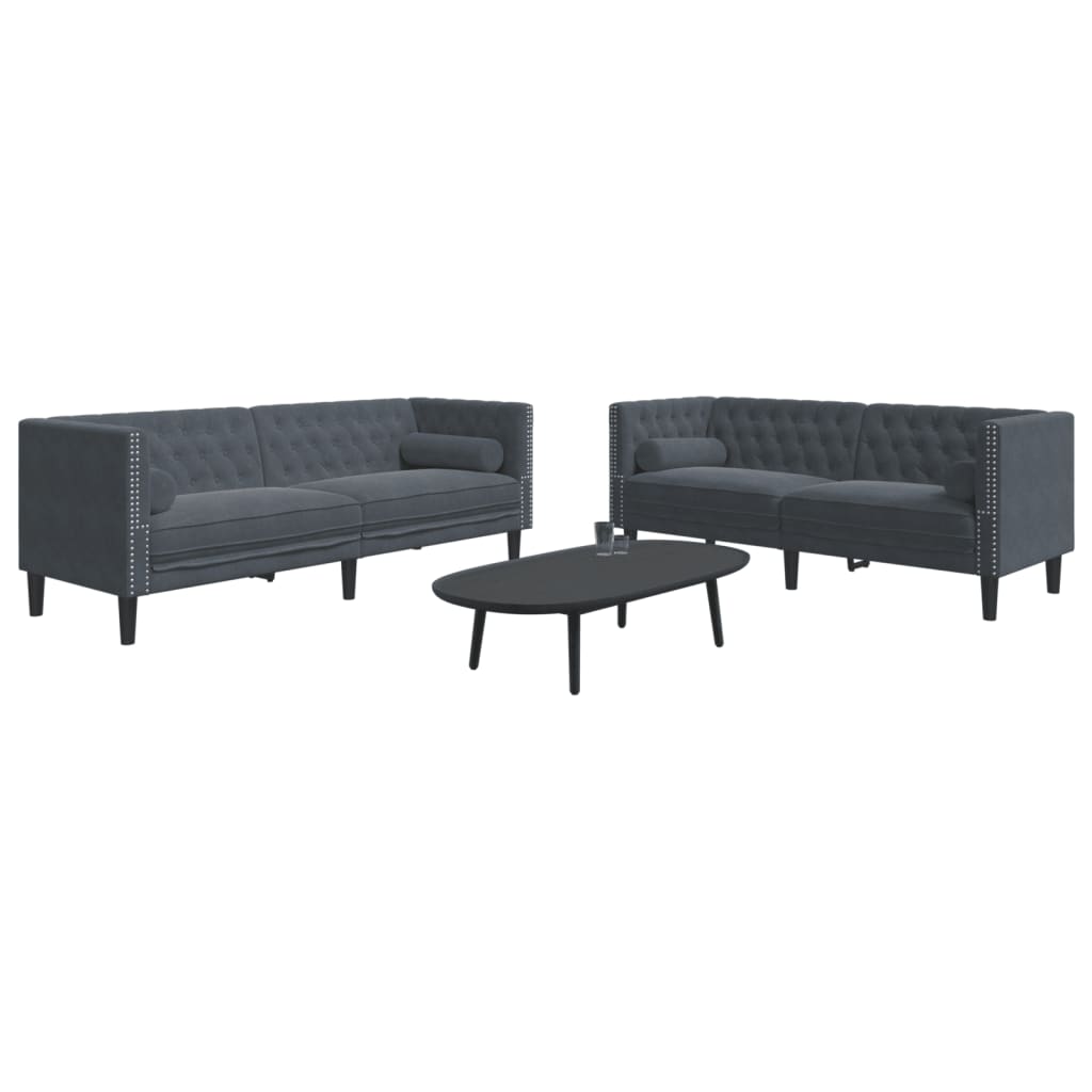2-Delige Loungeset Chesterfield Met Bolsters Fluweel