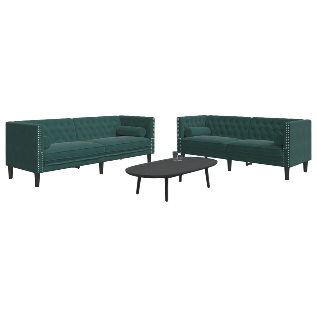 2-Delige Loungeset Chesterfield Met Bolsters Fluweel