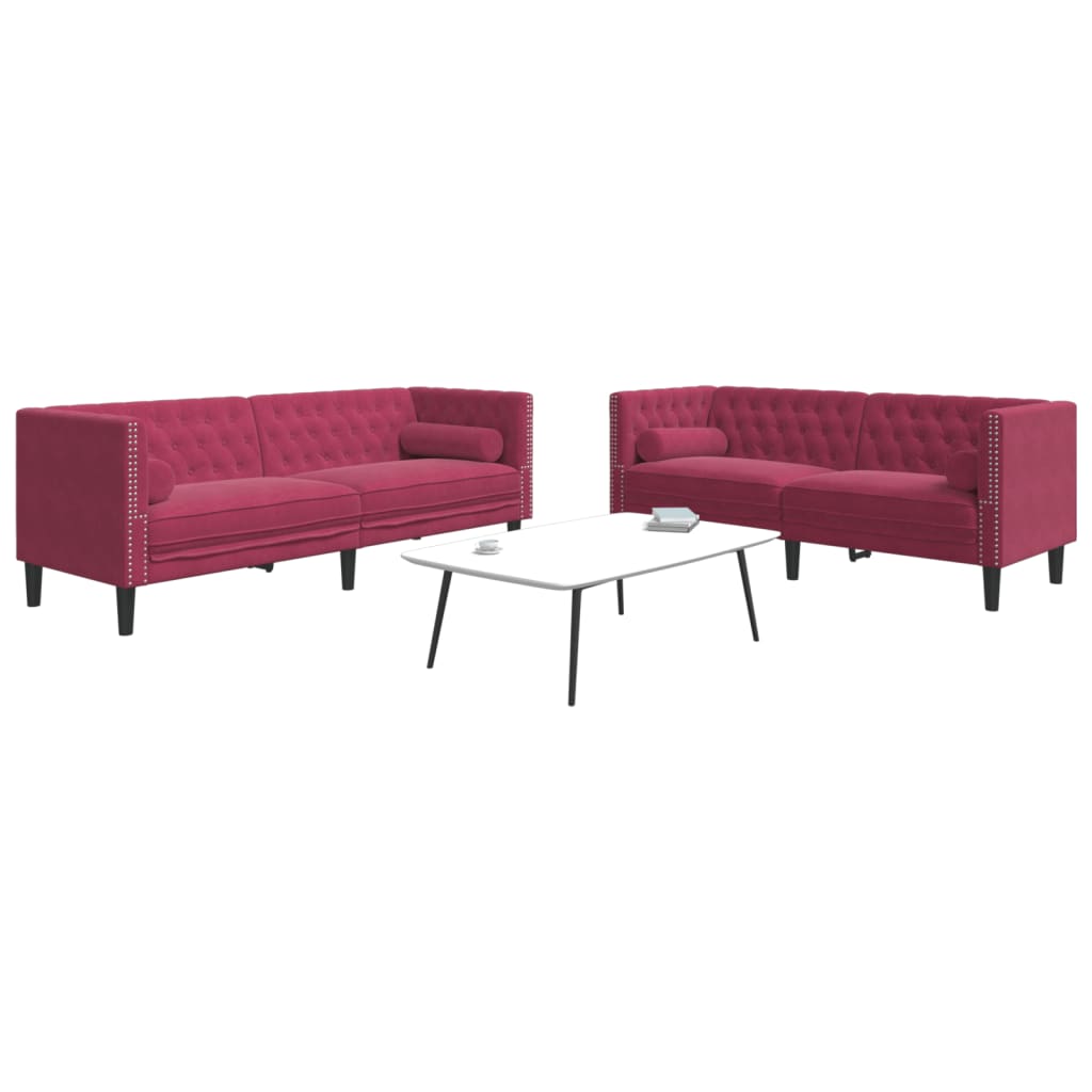 2-Delige Loungeset Chesterfield Met Bolsters Fluweel