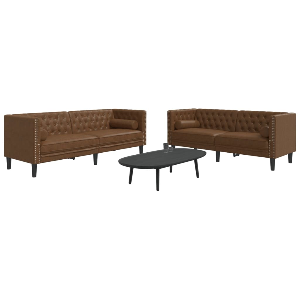 2-Delige Loungeset Chesterfield Met Bolsters Fluweel