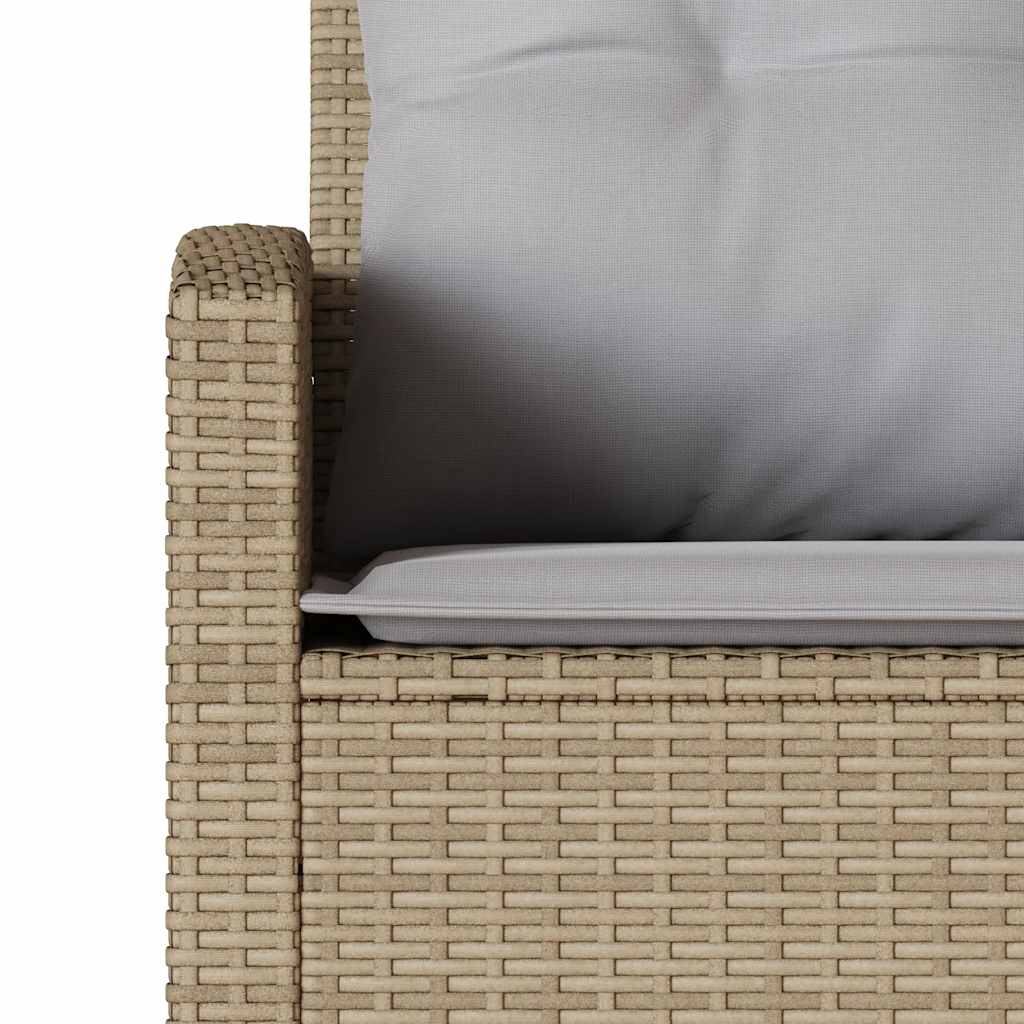 Loungebank Met Kussens L-Vormig Poly Rattan Beige