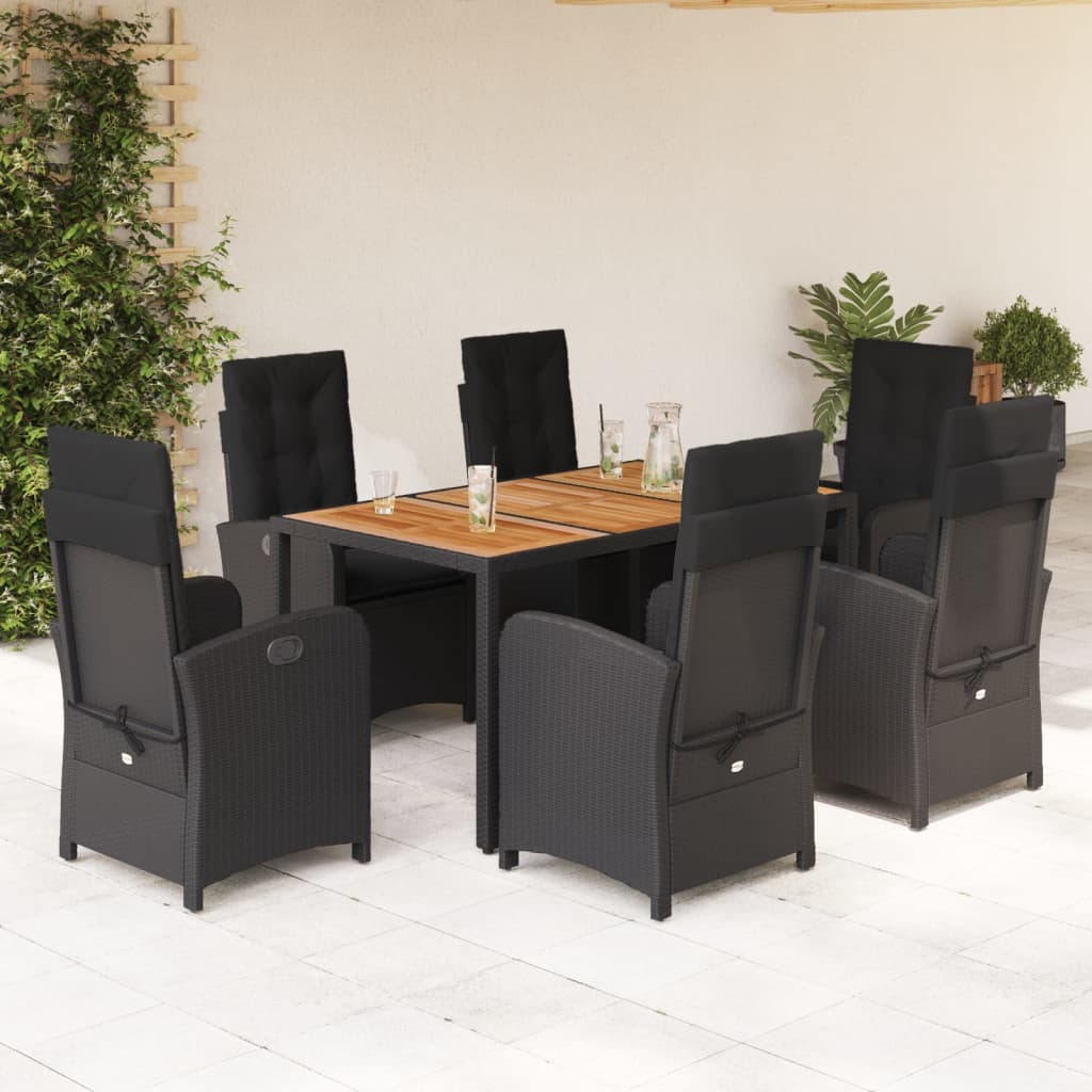 9-Delige Tuinset Poly Rattan Zwart