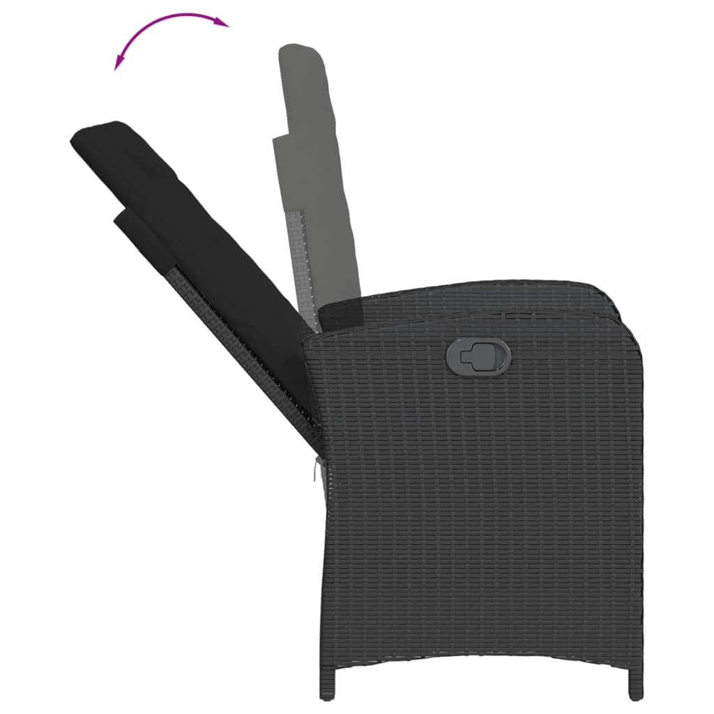 9-Delige Tuinset Poly Rattan Zwart