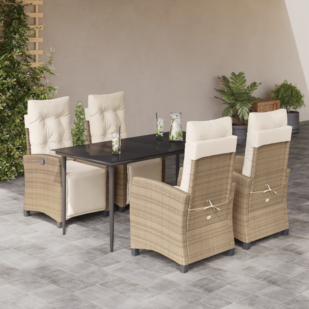7-Delige Tuinset Met Kussens Poly Rattan Beige