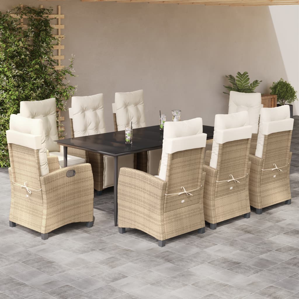 7-Delige Tuinset Met Kussens Poly Rattan Beige