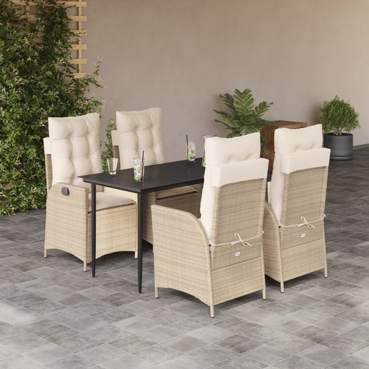 5-Delige Tuinset Met Kussens Poly Rattan Beige