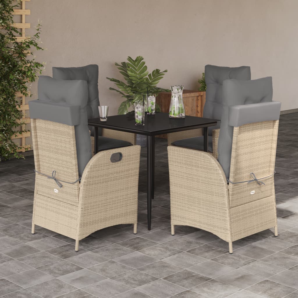5-Delige Tuinset Met Kussens Poly Rattan Beige