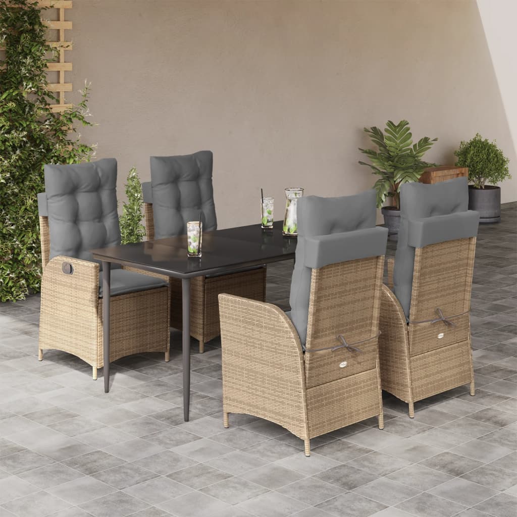 5-Delige Tuinset Met Kussens Poly Rattan Beige