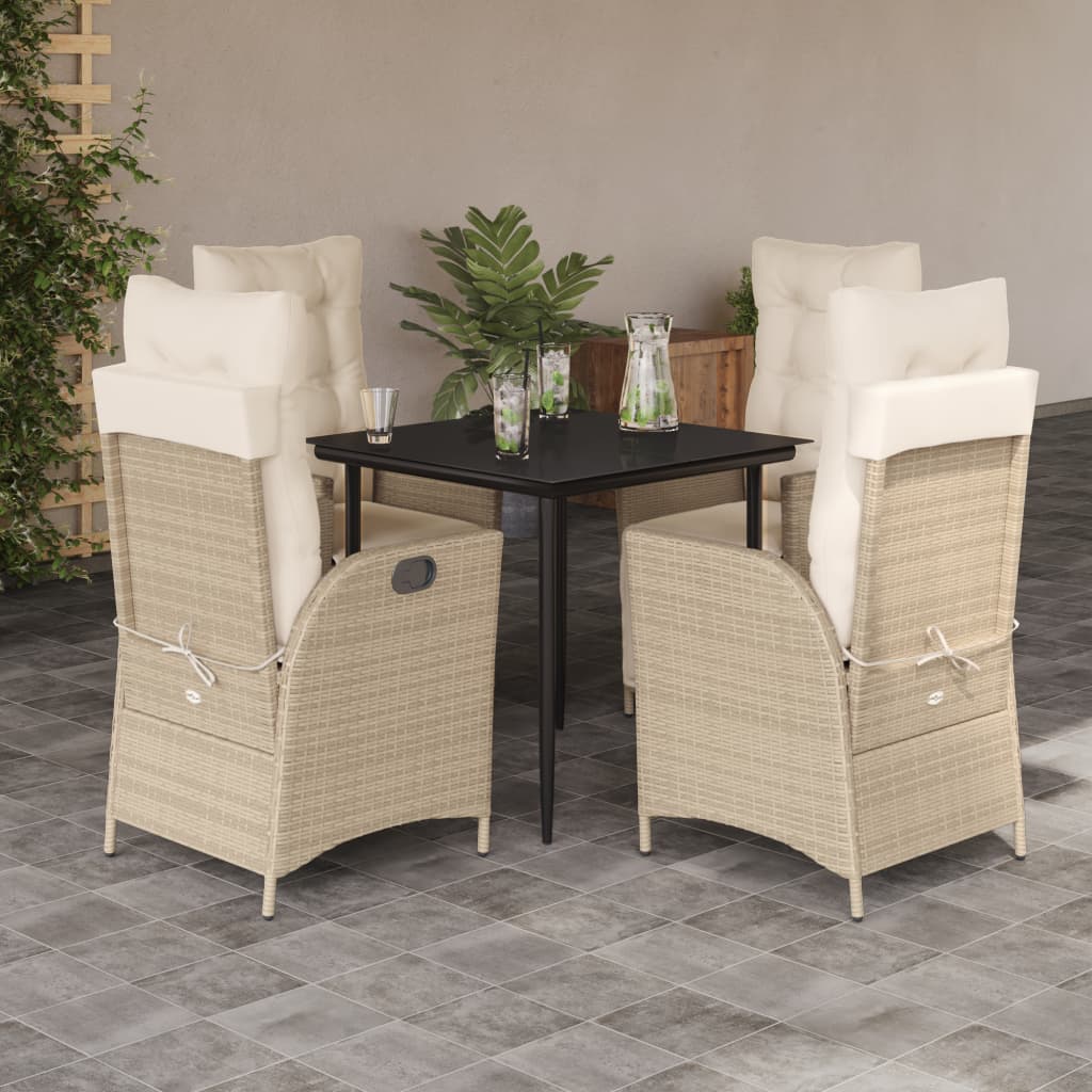 5-Delige Tuinset Met Kussens Poly Rattan Beige