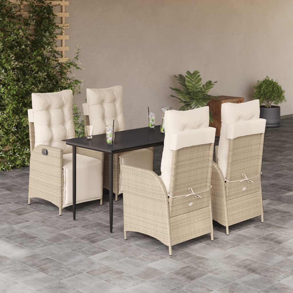 5-Delige Tuinset Met Kussens Poly Rattan Beige