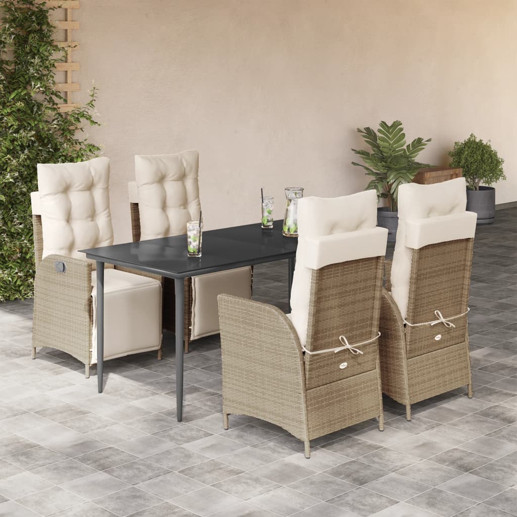 5-Delige Tuinset Met Kussens Poly Rattan Beige
