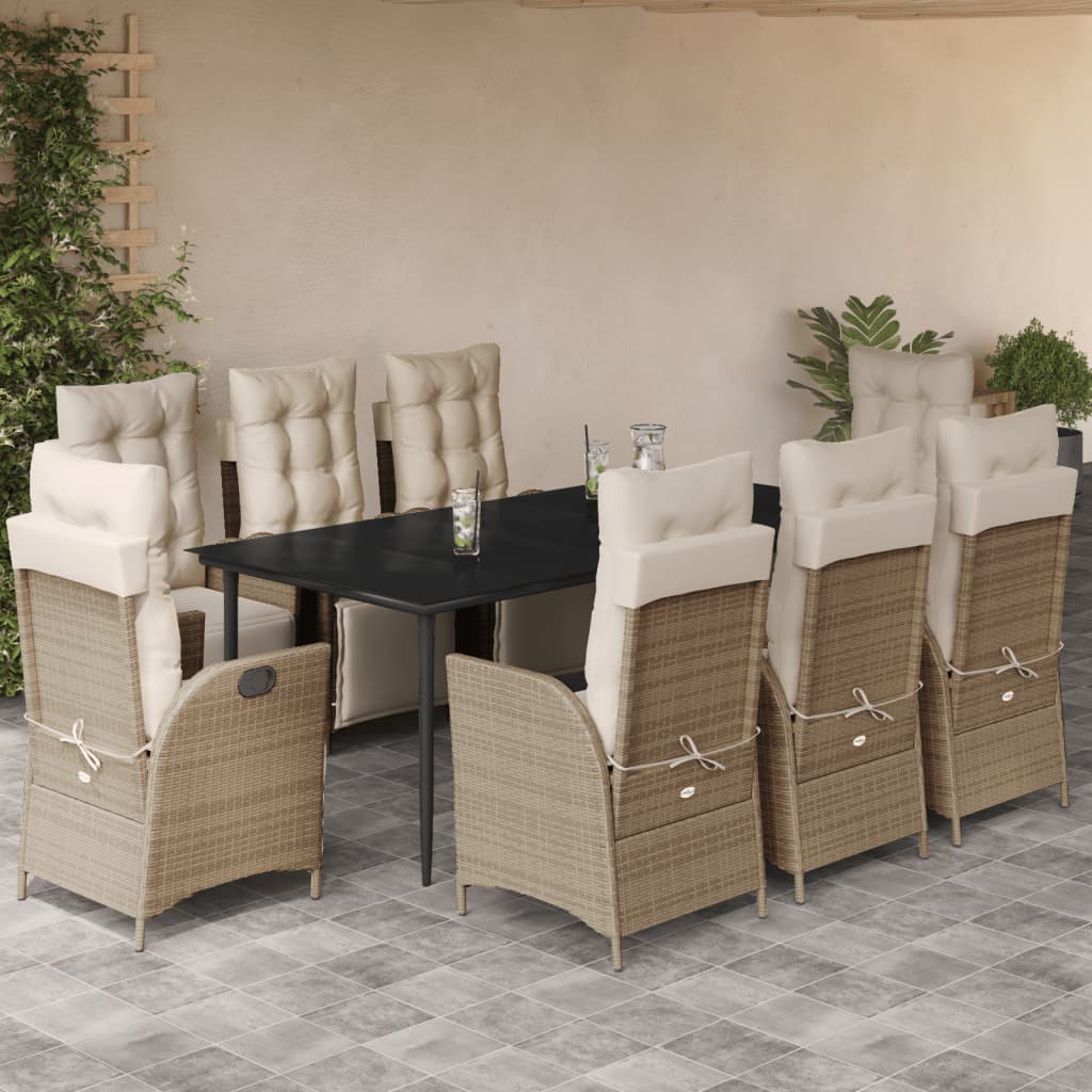 5-Delige Tuinset Met Kussens Poly Rattan Beige