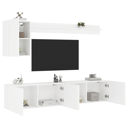 5-Delige Tv-Meubelset Bewerkt Hout