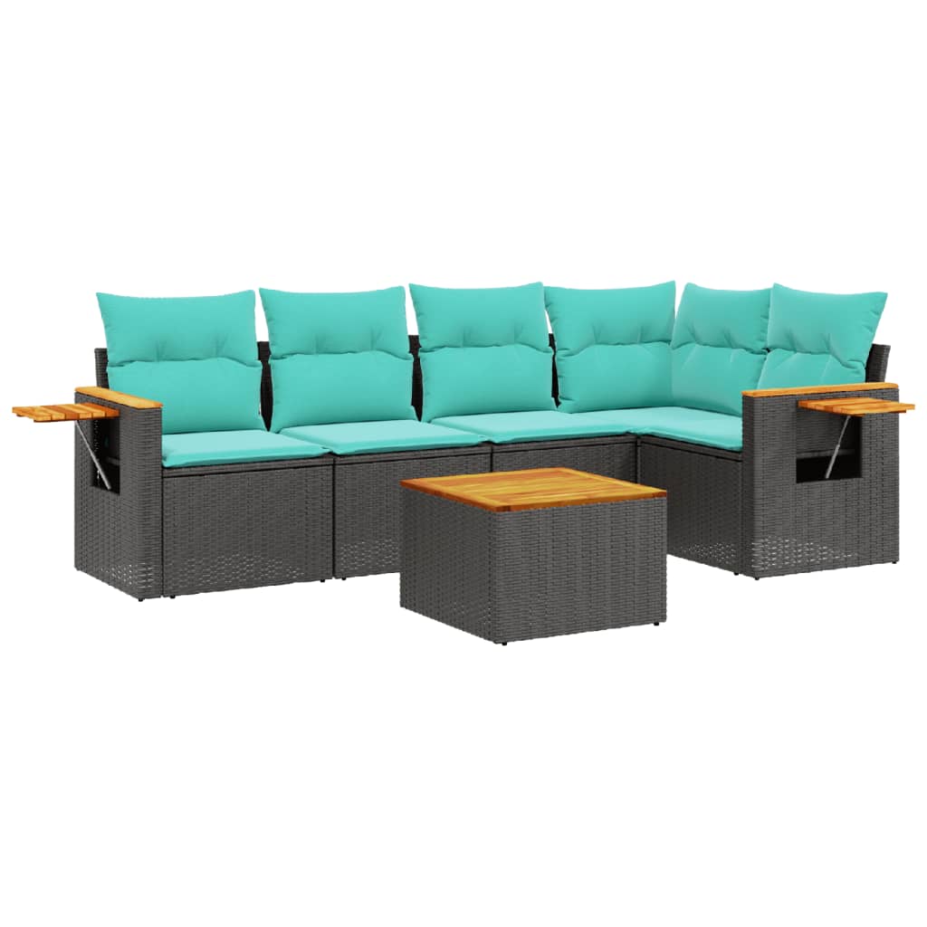 6-Delige Loungeset Met Kussens Poly Rattan