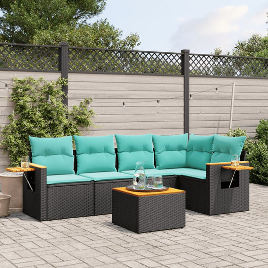 6-Delige Loungeset Met Kussens Poly Rattan