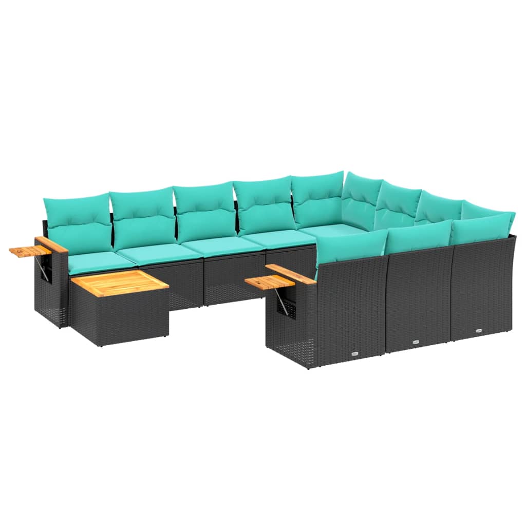 11-Delige Loungeset Met Kussens Poly Rattan