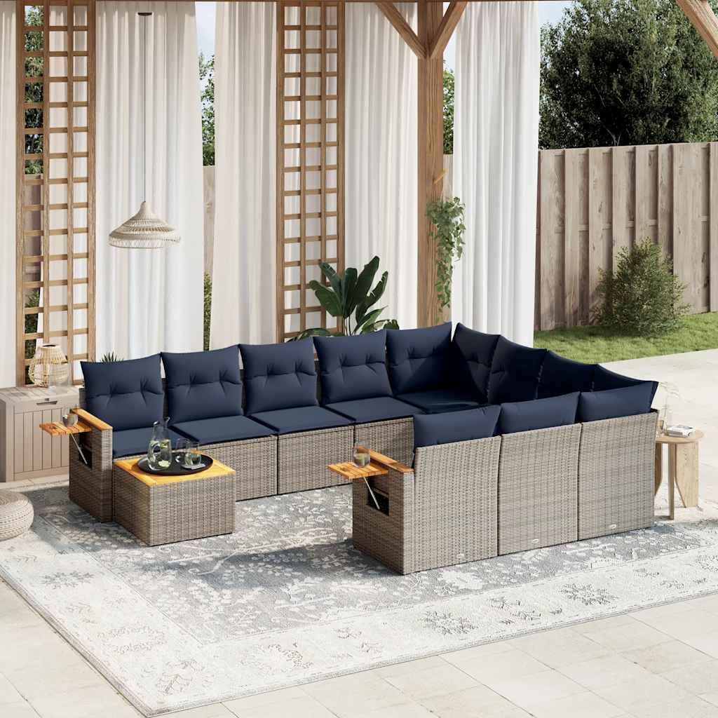11-Delige Loungeset Met Kussens Poly Rattan