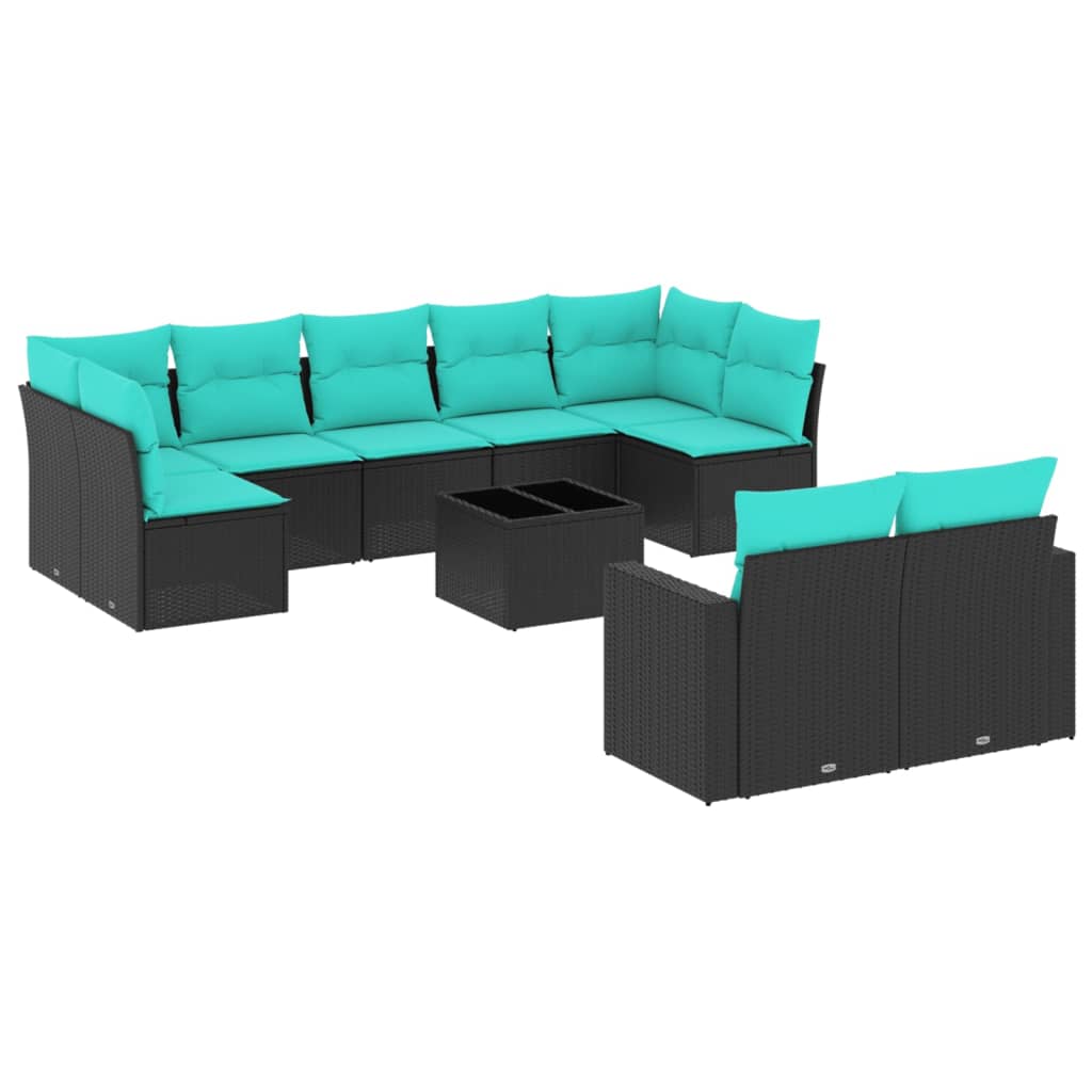 10-Delige Loungeset Met Kussens Poly Rattan
