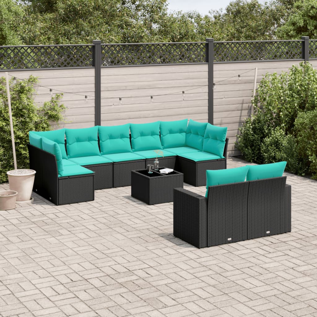 10-Delige Loungeset Met Kussens Poly Rattan