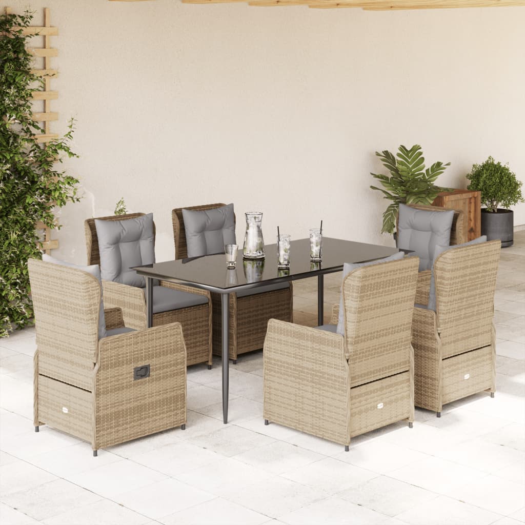 7-Delige Tuinset Met Kussens Poly Rattan