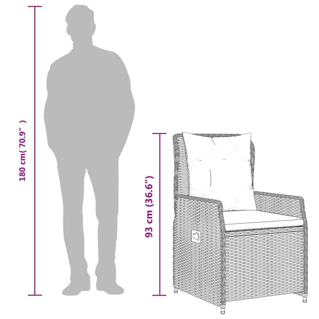 7-Delige Tuinset Met Kussens Poly Rattan