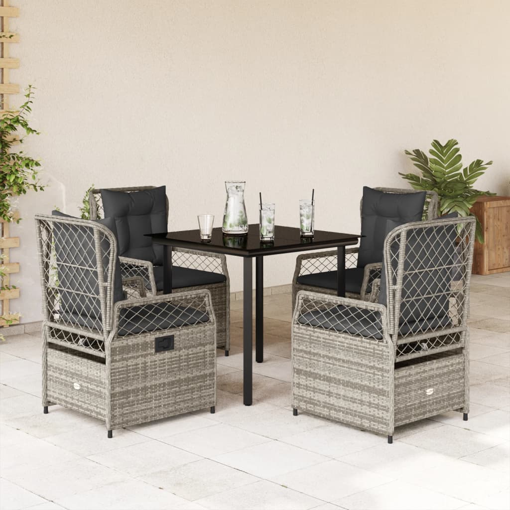 5-Delige Tuinset Met Kussens Poly Rattan