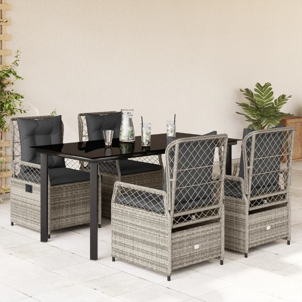 5-Delige Tuinset Met Kussens Poly Rattan