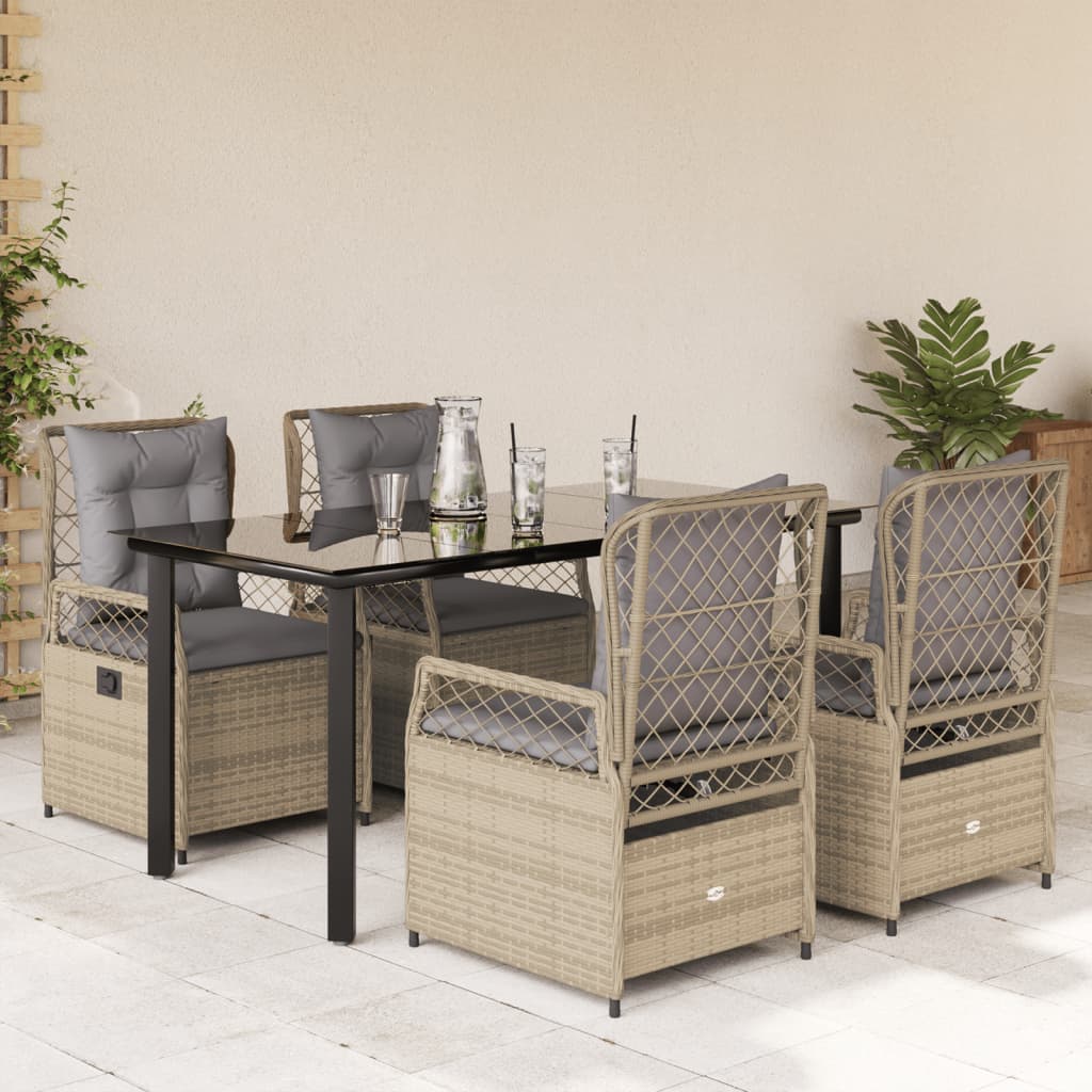 5-Delige Tuinset Met Kussens Poly Rattan